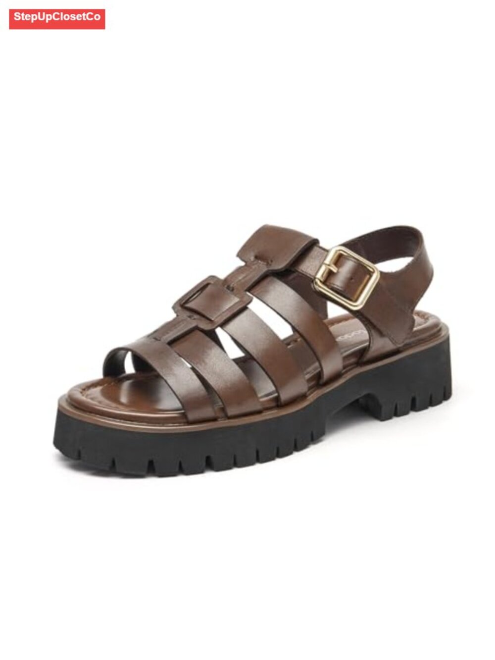 Women's Platform Fisherman Sandals, Chunky Gladiator Sandals, Open Toe Leather